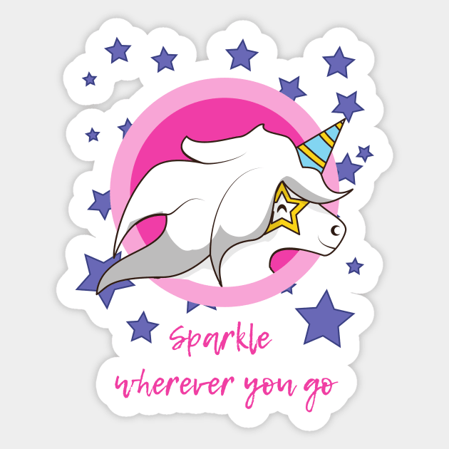 Unicorn Sparkle Wherever You Go Sticker by Vegan Squad